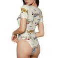 thumbnail image 3 of Easygdp Striped Vintage Planes Women'S Waist-Cinching Short-Sleeved Onesie, Olastic Onesiet,Snaps At Bottom,Easy To Put On And Take Off - X-Large, 3 of 9