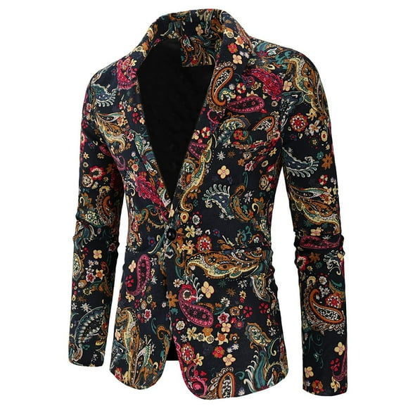 EGNMCR Mens Sport Coat, Casual Blazer, One Button Business Suit Jacket Men's And Winter Fashion Personality Printing Casual Suit Jacket Women Coat