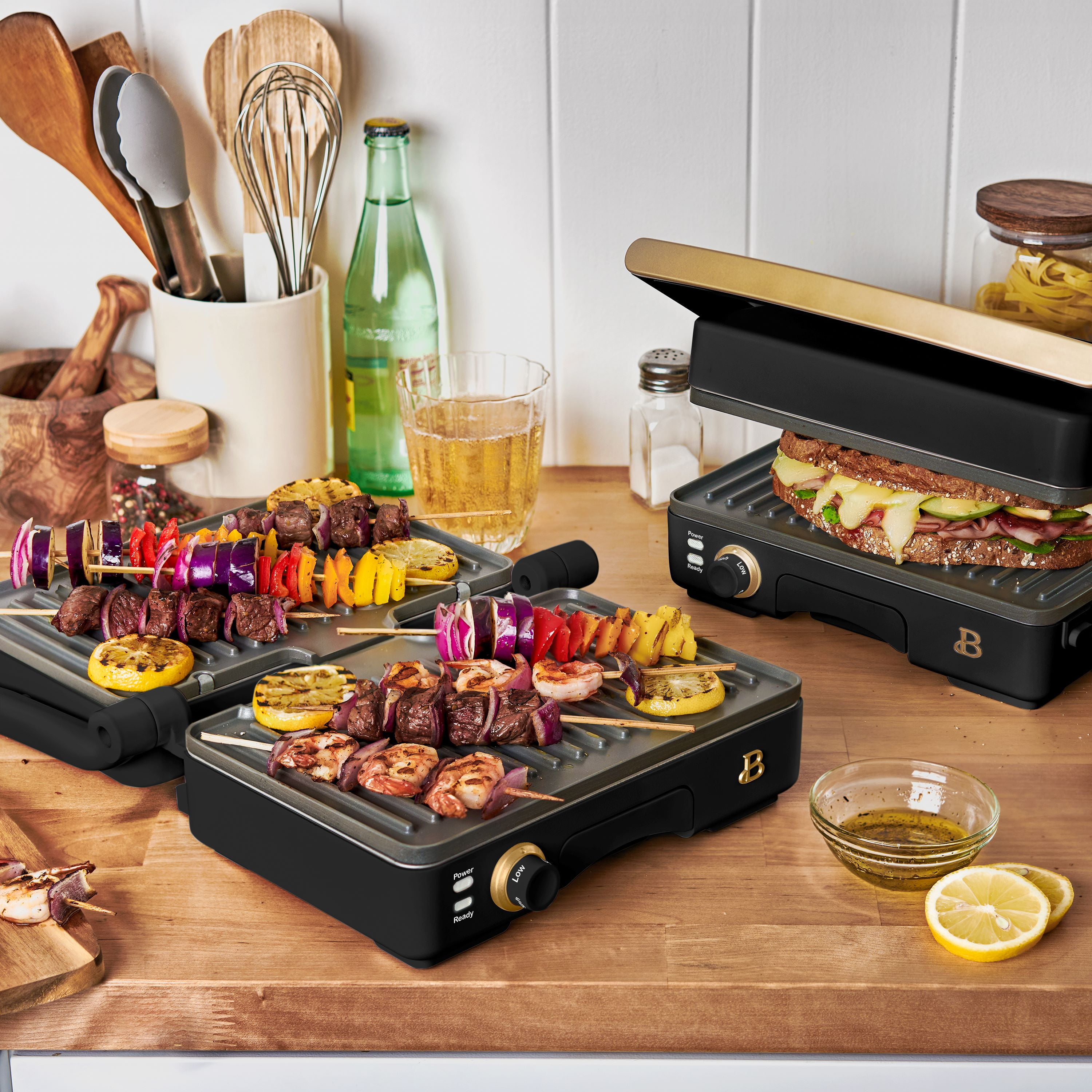 Beautiful 2-in-1 Panini Press & Grill, Black Sesame by Drew Barrymore