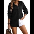 thumbnail image 3 of Camisas de Mujer con Botones, Camisa de Vestir de Larga, Blusa de Trabajo con Cuello Texturizado, Blusas Casuales Elegantes. Negro S, 3 of 9