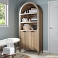 thumbnail image 5 of 72" Tall Arched Bookcase, Oak Large Floor Standing Bookshelf with Fluted Doors, Book Case for Living Room Hallway Kitchen Home Office Bedroom, 5 of 7