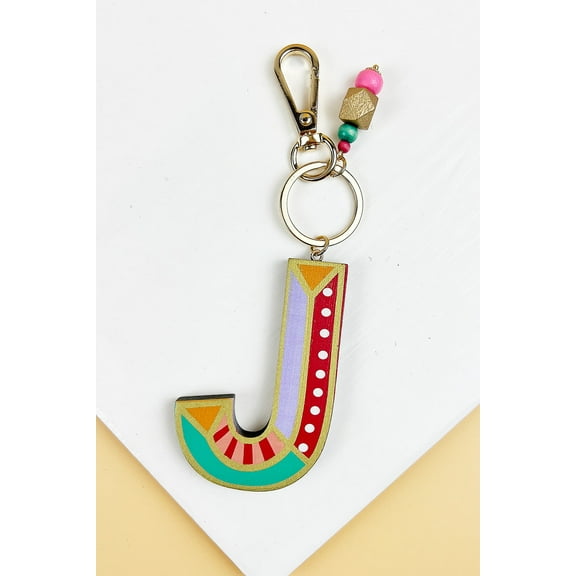 2.75" LETTER SHAPED WOOD ALPHABET KEYCHAIN LETTER KEYCHAIN