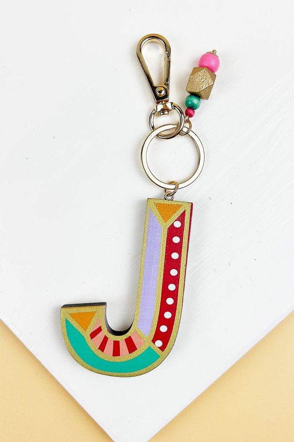 2.75" LETTER SHAPED WOOD ALPHABET KEYCHAIN LETTER KEYCHAIN