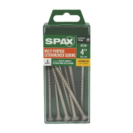 

Spax 5028632 No.14 S x 4 in. Star Flat Head Deck Screws Gray - Case of 8 - Pack of 10