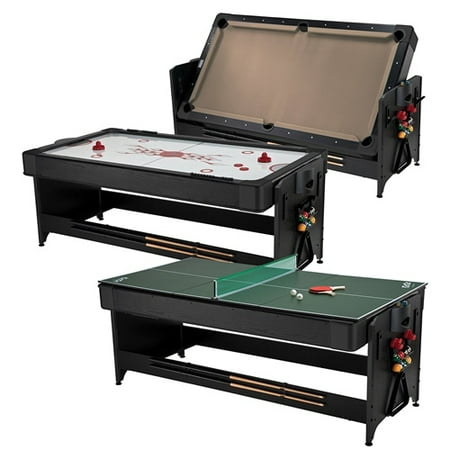 Fat Cat Pockey 7 Black 3 in 1 Air Hockey Billiards with Fat Cat Pockey 7 Black 3 in 1 Air Hockey Billiards with