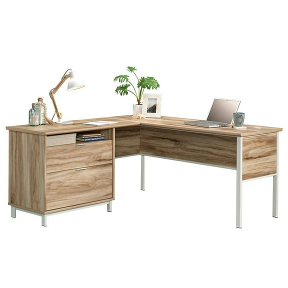 Sauder Portage Park L-Shape Desk, Kiln Acacia Finish