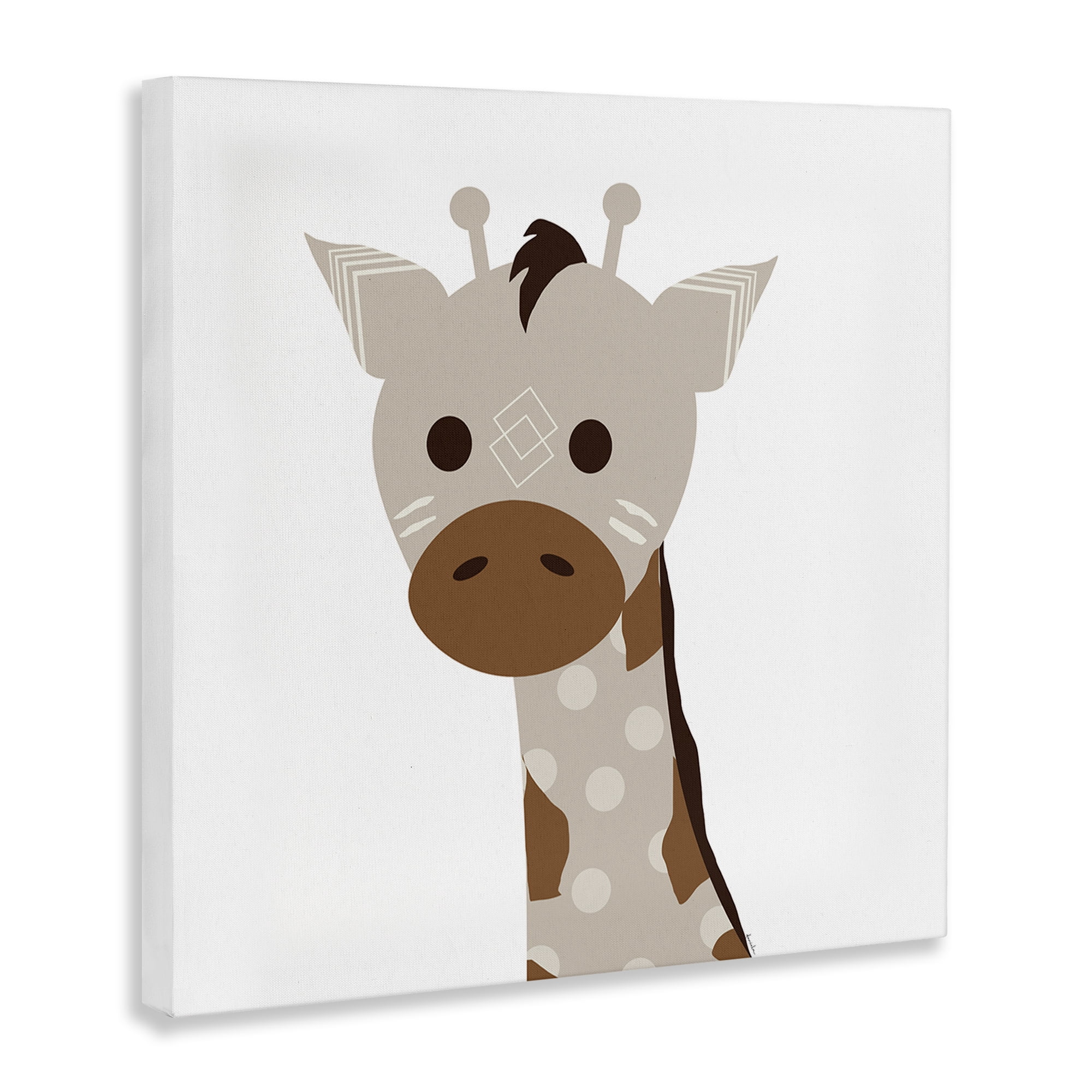 Stupell Industries Neutral Tone Giraffe Animals Painting Wrapped Canvas Art Print Wall Art, 24 x 24