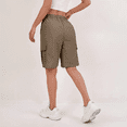 thumbnail image 4 of Summer Cargo Shorts for Women Bermuda Quick Dry High Waisted Drawstring Knee Length Plus Size Ladies Hiking Shorts with Pockets, 4 of 6