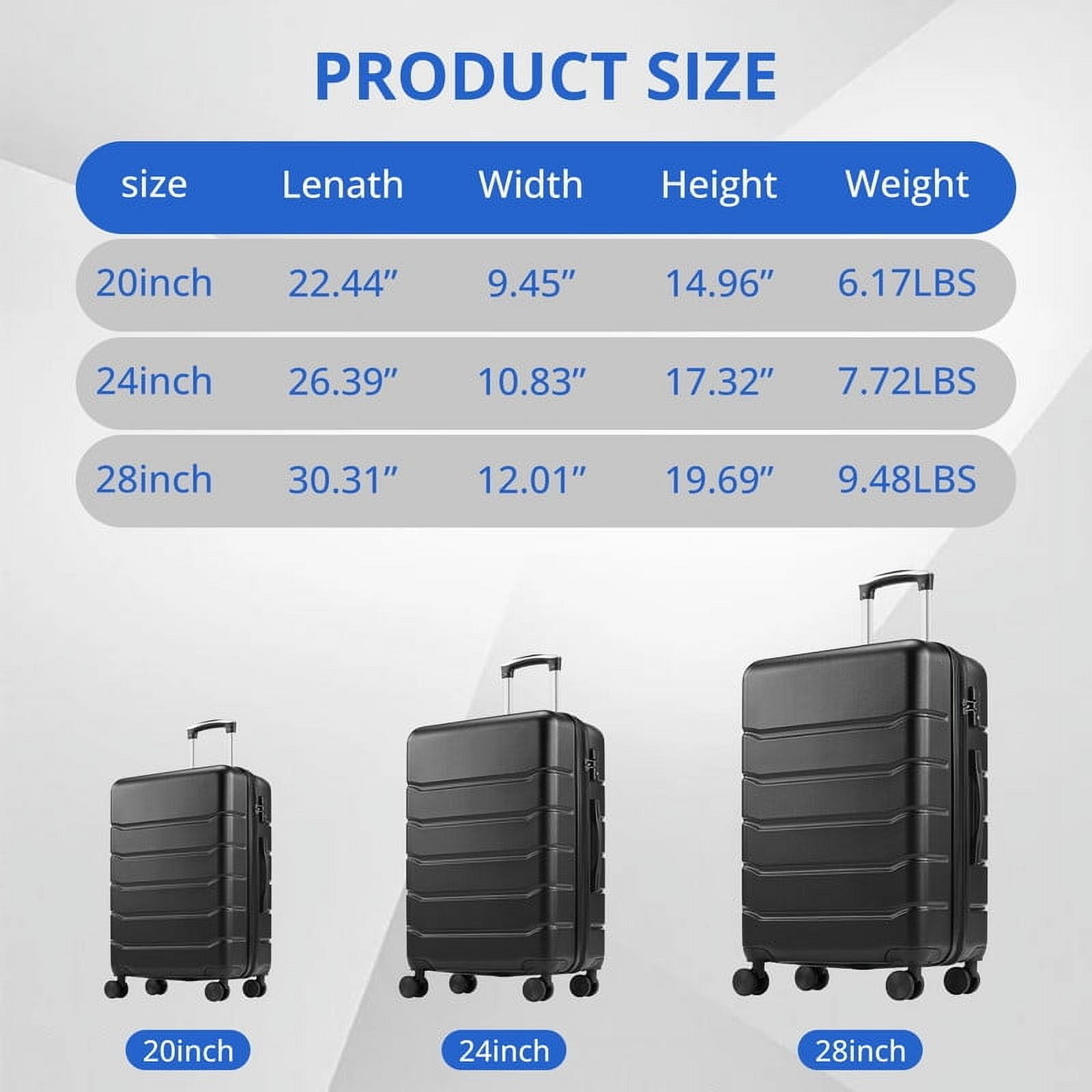 TINKLE WELL Expandable Hardshell Suitcase, 28" Lightweight Carry on Luggage, TSA Lock Hard Shell Luggage with 360° Smooth Spinner Wheels, Black