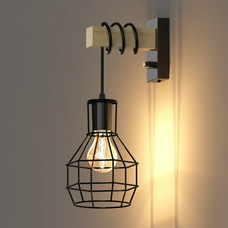 

MultiEase Black Wall Sconces with Dimmer ON/Off Switch Vintage Cage Wall Mount Light Fixture for Living Room Kitchen