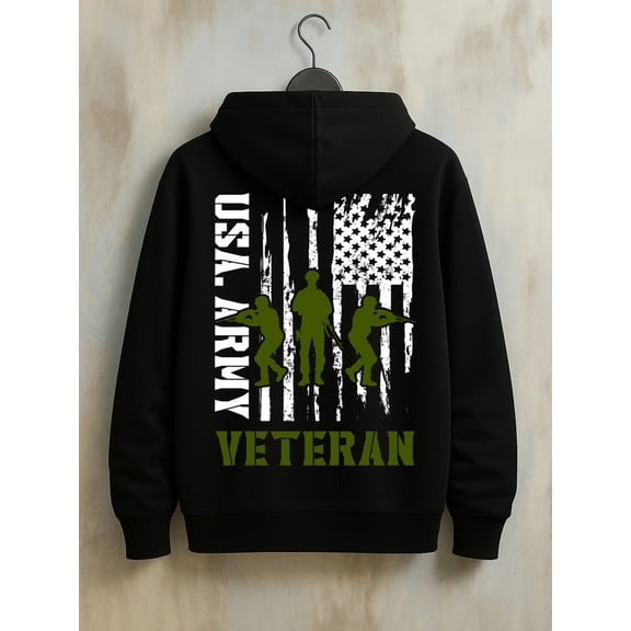 Army Veteran USA sweatshirt Veteran men's sweater hoodie black Breathable stretch fabric, sweatshirt suitable for autumn and winter outdoor sports and casual wear graphic fist Trendy Unisex hoodie