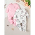 thumbnail image 2 of Baby Girl Clothes Animal Print Newborn Girl Long Sleeve One-Piece Romper Jumpsuit, 2 Pack, 1-3 Months, 2 of 7
