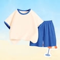 thumbnail image 4 of breaise Girls 2 Piece Summer Outfits Short Sleeve Color Block Tops and Shorts Sets Loose Fit Tracksuits for Kids 3-14 Years, 4 of 6