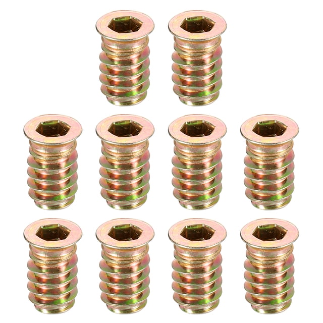 Uxcell Wood Furniture M6x17mm Threaded Insert Nuts Interface Hex Socket Drive 10Pack
