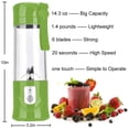 thumbnail image 4 of Licuadora de frutas recargable USB portátil, mini licuadora para batidos, batidos, jugos, licuadora portátil 350-420 ml 6 cuchillas para deportes y viajes, sin BPA MFZFUKR WLJ-1983, 4 of 4