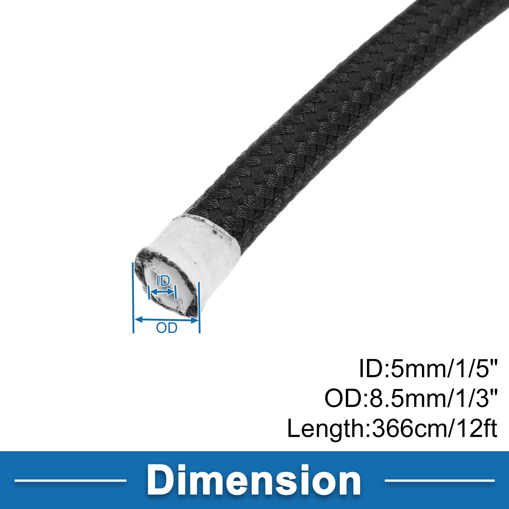 Unique Bargains AN4 Fuel Line Hose 12ft Vacuum Hose Automotive Fuel Hose Black
