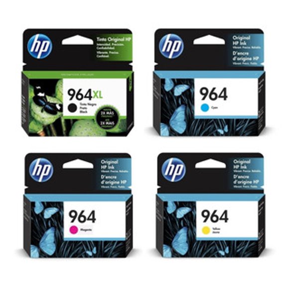 Combo de cartucho de Tinta HP 964XL Negra y cartucho de Tinta HP 964A Cian, Magenta y Amarillo para Impresora Deskjet HP 3JA57AL + 3JA50AL + 3JA51AL + 3JA52AL
