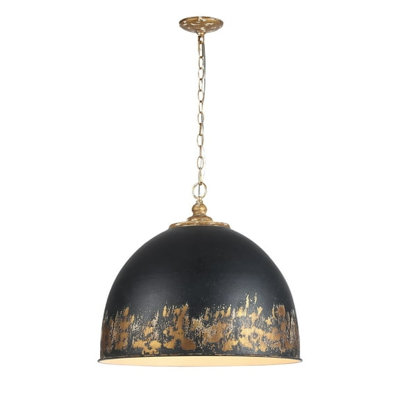 Golden Lighting Alison 5-light Pendant in Vintage Gold and Weathered Black Iron shade