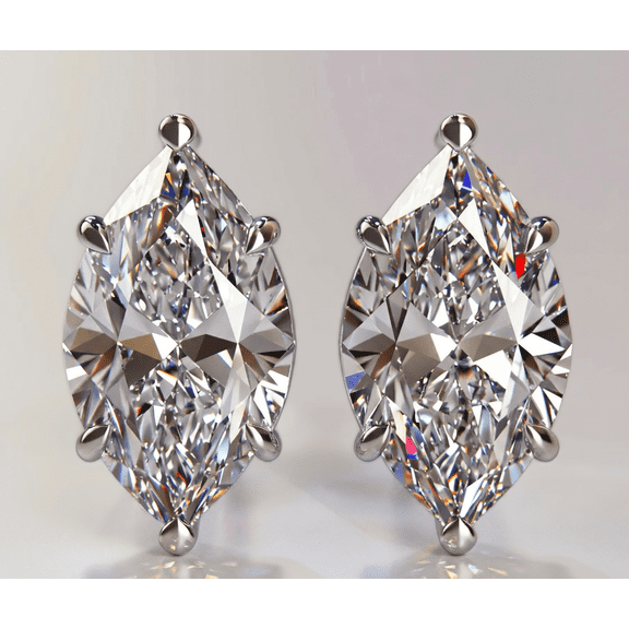 1.00 Ct Certified Marquise Cut Natural Diamond Studs VVS1 White Gold Finish