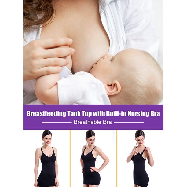HERCHR Slim Breastfeeding Tank Top with Built-in Nursing Bra
