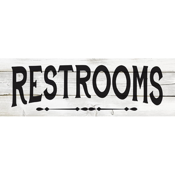 Restrooms with Right Arrow Restaurant Bar Chic White Farmhouse Wood Sign Wall Décor Gift 8x24 Wood Sign B3-08240028148