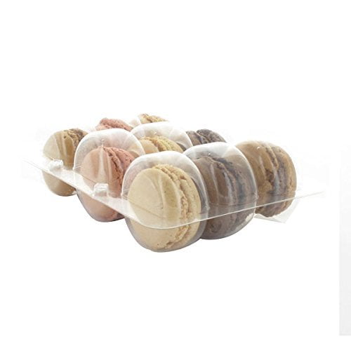 Clear Plastic Macaron Box Insert (Case of 25), PacknWood Macaron Cookie Container (6.3" x 4.3