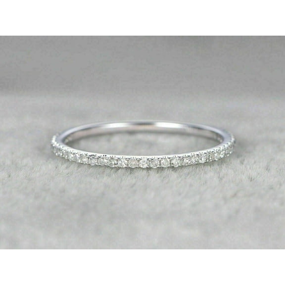 Women's Round Simulated Diamond Half Eternity Wedding Band Ring 925 Silver