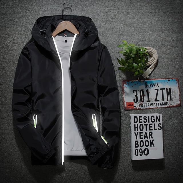 Chaquetas Hanzidakd para hombre, abrigos de invierno y otoño, manga larga, color liso, cuello alto, bolsillo con cremallera completa, ligeras, gabardinas holgadas, cárdigan informal, tops, negro, L