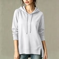 thumbnail image 5 of Cmfcve Fall Pullover Hoodies for Women Side Slit Casual Drawstring Hooded Sweatshirts Long Sleeve Tunic Shirts, 5 of 9