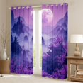 thumbnail image 2 of Manfei Fantasy Temple Black Out Curtains for Girls, Purple Moon Cherry Curtains Pack of 2 (42x63 Each), Purple Black Pink, 2 of 6
