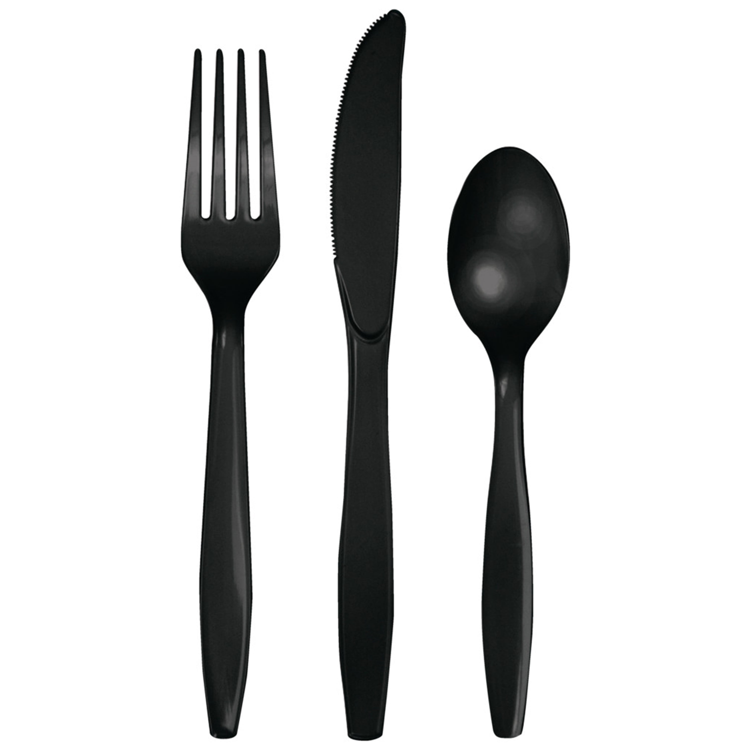 Black Plastic Assorted Cutlery, 72 Count