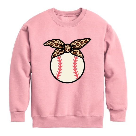Instant Message - Baseball Leopard Bandana Graphic Long Sleeve Fleece Sweatshirt