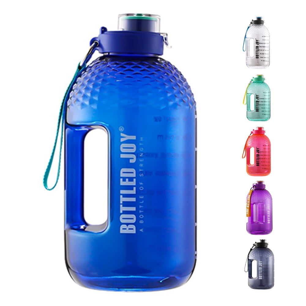 BOTTLED JOY 1 Gallon Water Bottle BPA Free Large Water Bottle Hydration with Motivational Time Marker Reminder Leak-Proof Drinking Big Water Jug for Camping Sports Workouts and Outdoor Activity 
