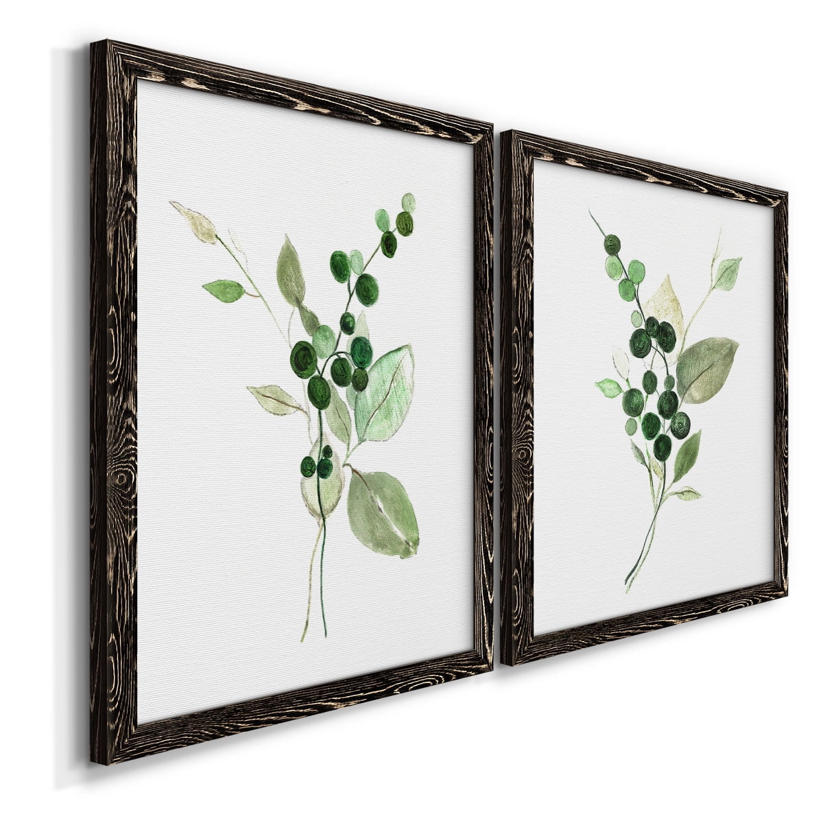 Sprigs in Green I - Premium Framed Canvas 2 Piece Set - Ready to Hang