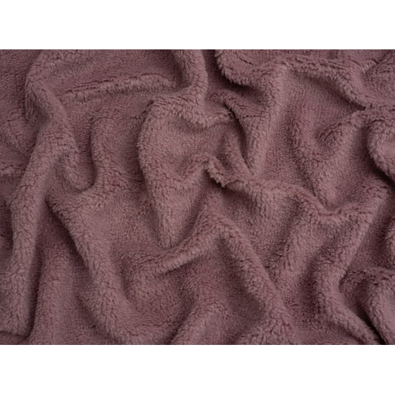 Minerva Core Range Baby Soft Sherpa Fleece Fur Fabric Mauve - per yard