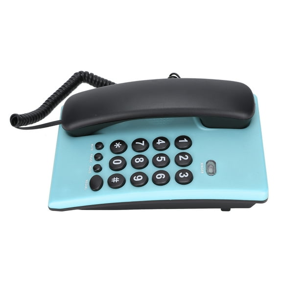 Desktop Landline, Corded Telephone Wearable Button For Office For Home Blue