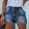 thumbnail image 4 of Dress Shorts for Women Trouser Denim Jeans High Waist Straight Leg Loose Fit Washed Loose Fit Stretch Curling Summer Shorts Women Short Trousers, 4 of 9