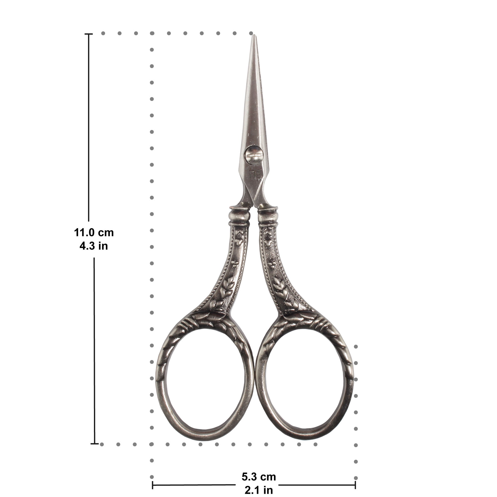 JubileeYarn Decorative Floral Embroidery Craft Scissors - Antique Silver - 3 Pairs