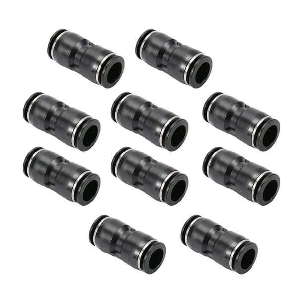 Conectores de aire rectos de 14 mm / 35/64" para manguera de aire, 10 piezas, tono negro y plateado