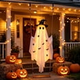 thumbnail image 4 of Hanging Halloween Witch Ghost Outdoor Decoration, Battery-Operated Illuminated Light-Up Flying Ghost on Wooden Swing Seat, Spooky Hanging Animatronic Decor for Front Porch, Tree & Yard, 4 of 10