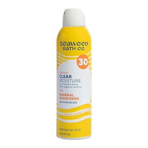 Seaweed Bath Co. Clear Moisture Mineral Spf 30 Spray Protector Solar De Amplio Espectro 6 Onzas Algas Marinas Cosechadas De Forma Sostenible Coco