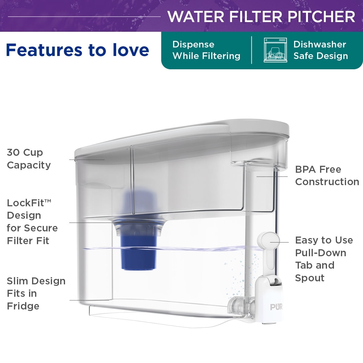 Pur 30 Cup Dispenser Filtration System Pearl Ds1800ia Walmart Com