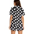 thumbnail image 3 of Cute Halloween Pjs Set for Women Lovely Ghost Pumpkin Printed Collar Short Sleeve Shirt With Elastic Shorts Smooth Milk Silk 2 Piece Set Halloween Party Loungewear Gift, 3 of 6
