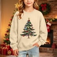 thumbnail image 2 of Wilark Girls Christmas Sweatshirts Pullover Long Sleeve Fleece Warm Crew Neck Kids Festival Tops Khaki 8, 2 of 9