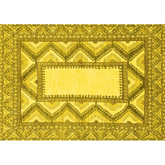 Ahgly Company Indoor Rectangle Abstract Yellow Modern Area Rugs, 5' x 8'