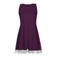 thumbnail image 3 of HOMBOM Purple Dresses for Women Mini Summer Cute Sundress Solid Trendy Sleeveless Casual Crew Neck Dresses L, 3 of 3