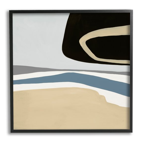 Stupell Industries Modern Asymmetrical Composition Abstract Painting Black Framed Art Print Wall Art, 12 x 12