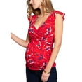 thumbnail image 2 of Orqqct Women Maternity Floral Print Fly Sleeve Criss Cross V-Neck Nursing Breastfeeding T-Shirt Blouse, 2 of 5