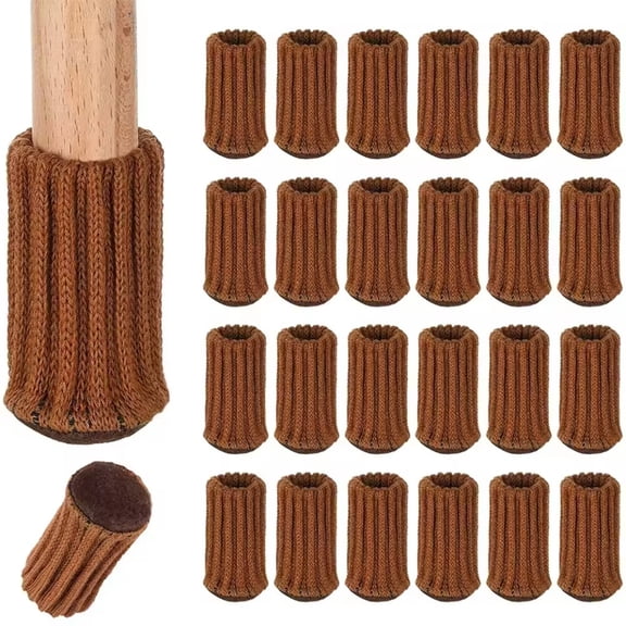 24Pcs Silent Knitted Furniture Legs Sock Anti-Slip Felt Base Chair Leg Cover Universal Wear-resistant Chair Feet Cap Winter