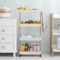 thumbnail image 7 of Modern Home 4 Tier Narrow Sliding Storage Organizer Rack - Laundry/Bathroom/Kitchen Rolling Cart (White), 7 of 7